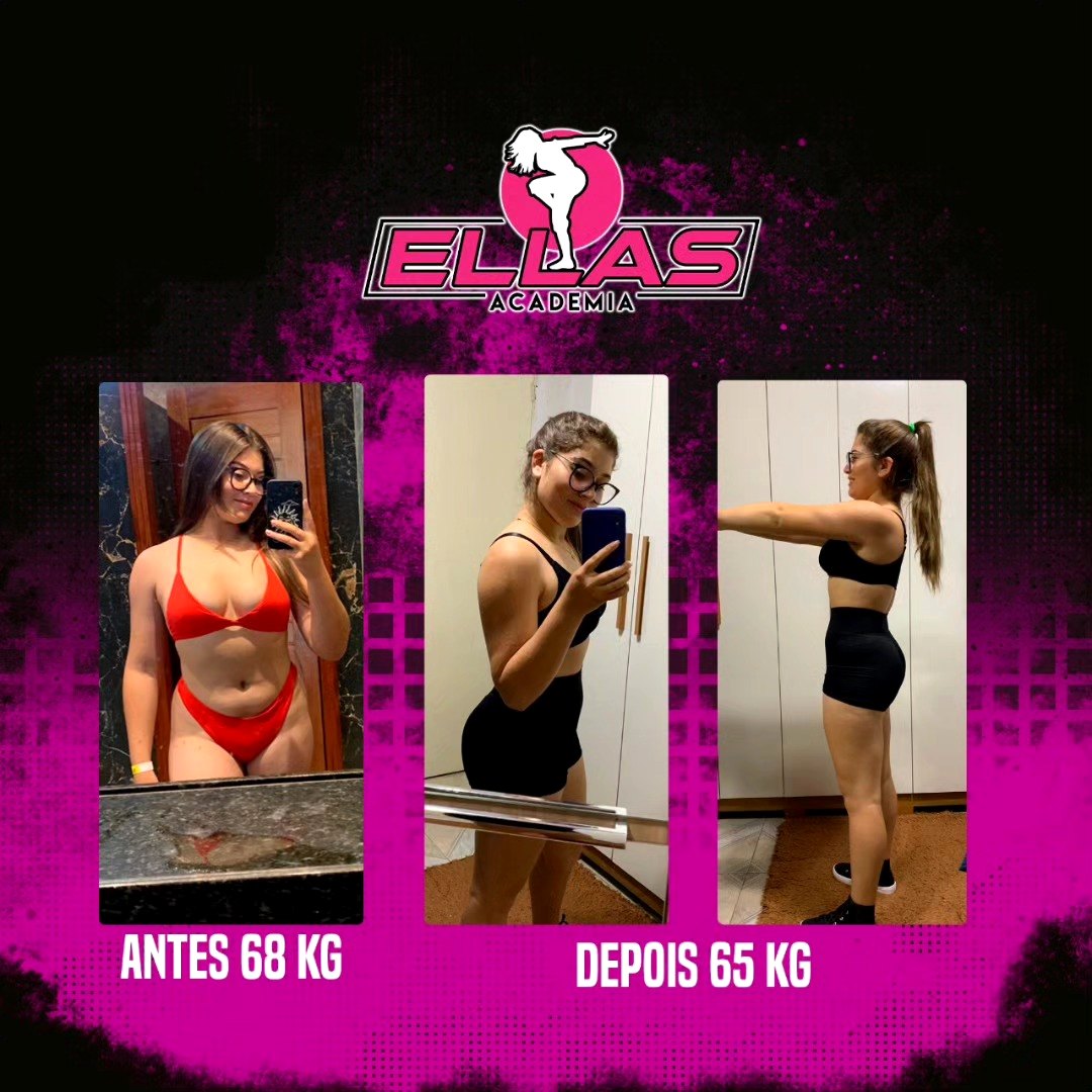 Resultado real — antes 68kg / depois 65kg com definição